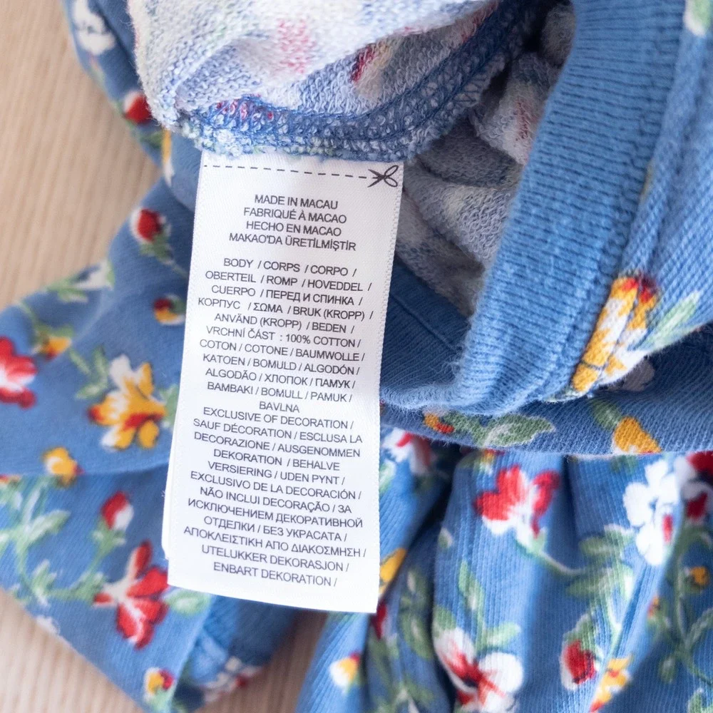 Polo Ralph Lauren Floral Sweatshirt Dress Blue Long Sleeve Girls Size 5
